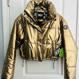 DKNY Metallic Gold Cropped Jacket